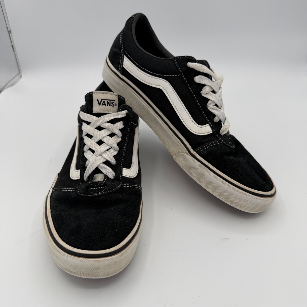 Vans Womens Sneakers Old Skool Low Top Black White Suede Canvas Skate Shoes 10